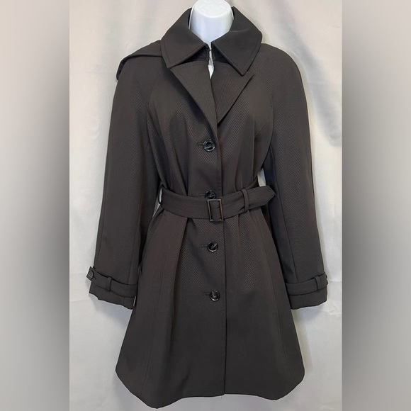Hilary Radley New York 3/4 Length Trench Coat Belted Sz Medium Black - Picture 11 of 12